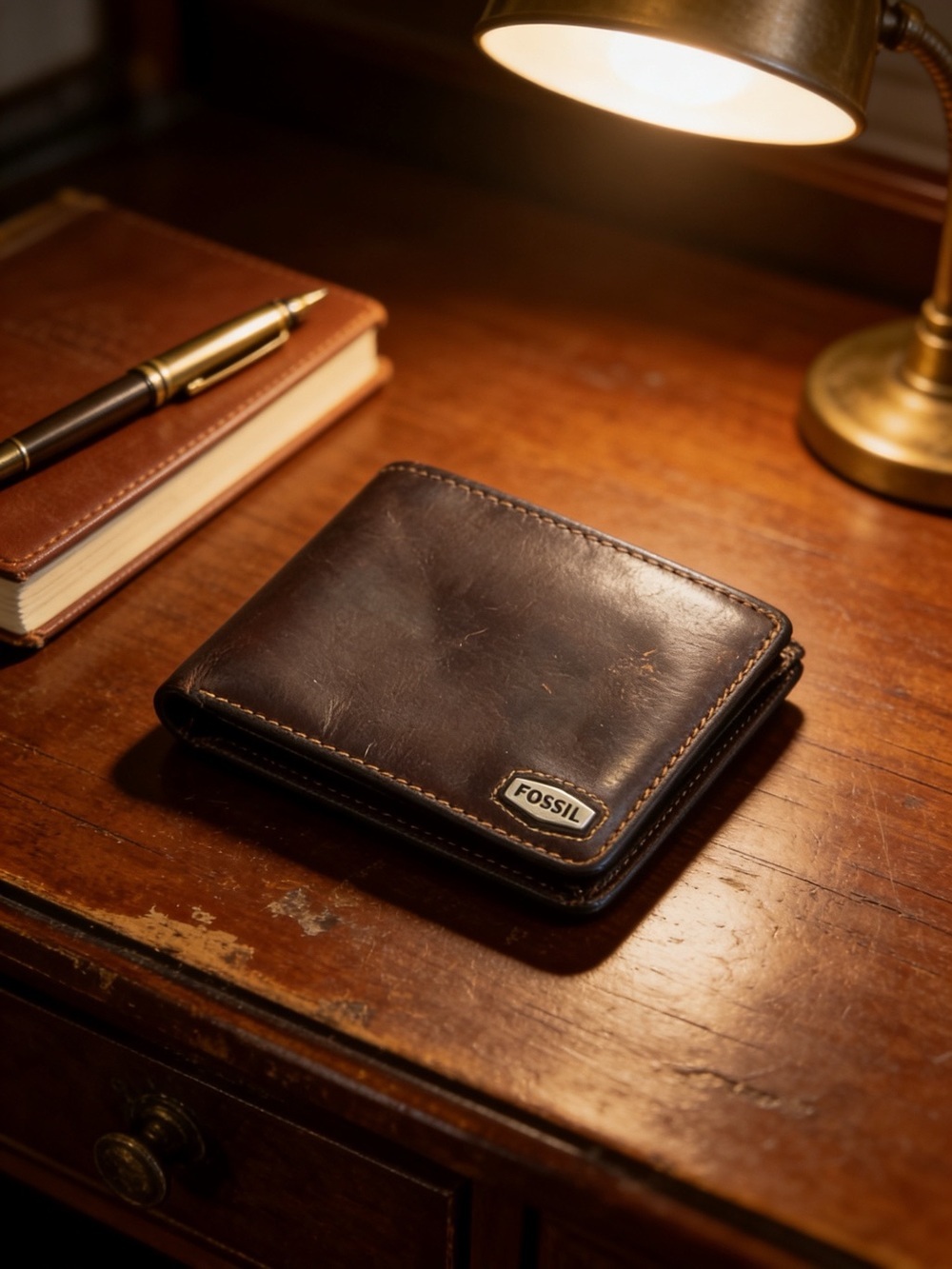 Fossil Brown Leather Bi-Fold Wallet